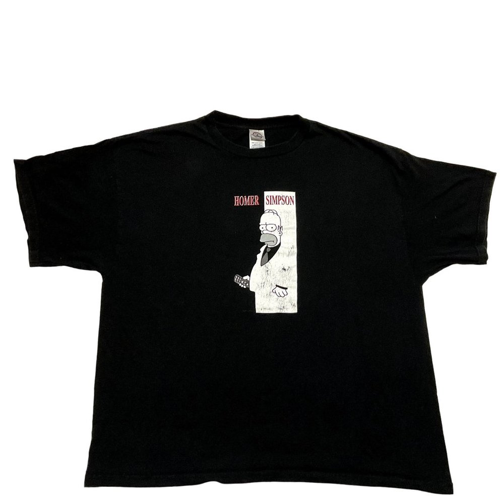 Vtg Simpsons Godfather T-shirt Sz 2XL Black Homer Short Sleeve Retro 90s Mens